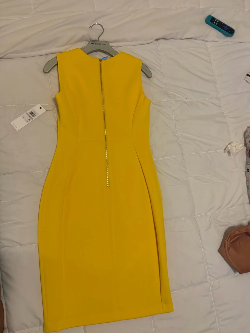 Calvin Klein Bright Yellow Sleeveless Midi Sheath Dress